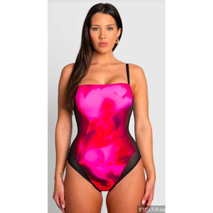 TA3 Rouge Hyper Floral One Piece Mesh Contour Lace Up NWT Small Short